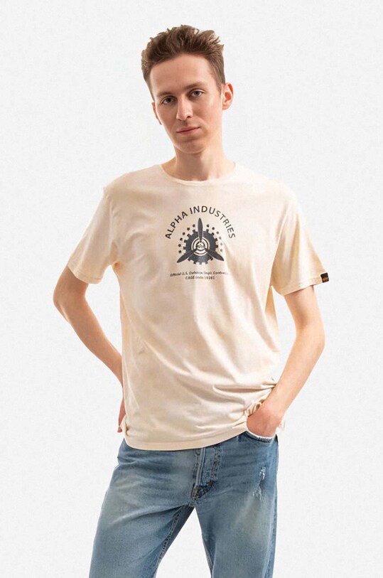 Alpha Industries t-shirt bawełniany 106515.136 beżowy