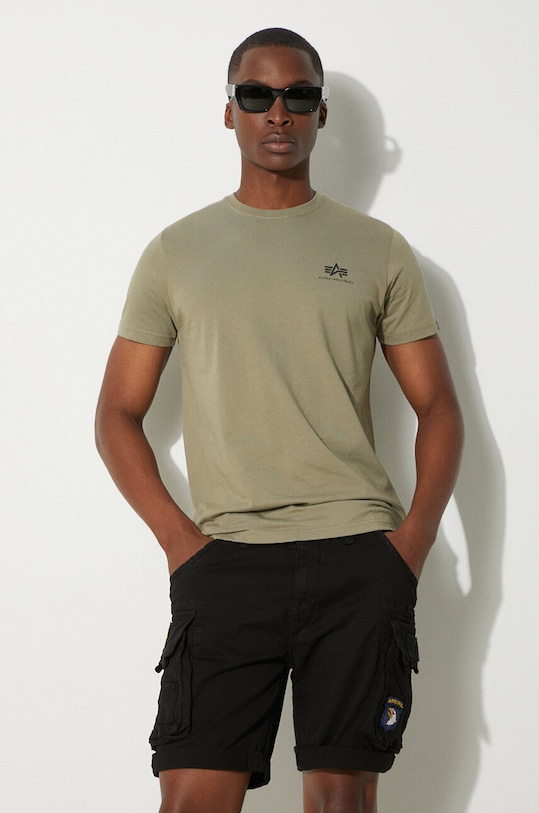 Clothing Alpha Industries cotton T-shirt Backprint 128507.154 green