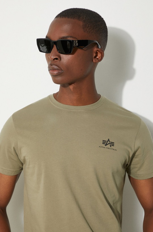 Alpha Industries cotton T-shirt Backprint 128507.154 green