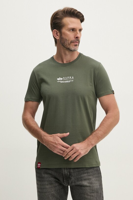 Alpha Industries tricou din bumbac print verde 108501.142
