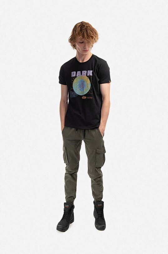 Бавовняна футболка Alpha Industries 108510.556 чорний SS24