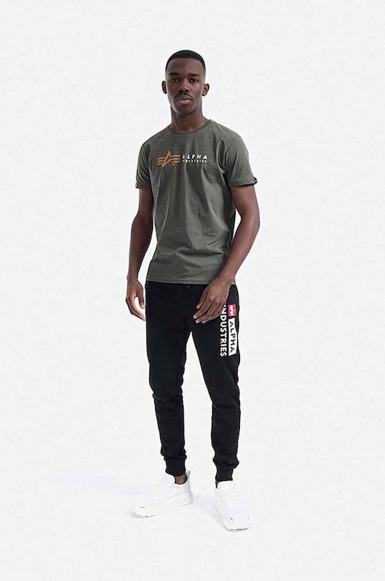 Bombažna kratka majica Alpha Industries 118502.142 zelena AA00
