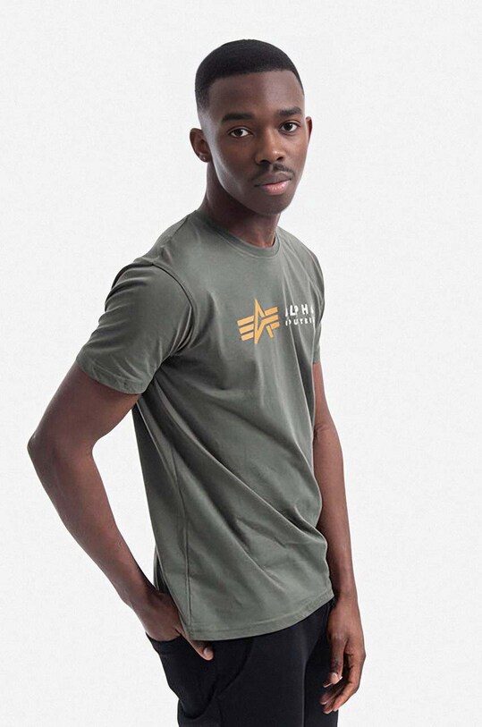 Bombažna kratka majica Alpha Industries 118502.142 zelena