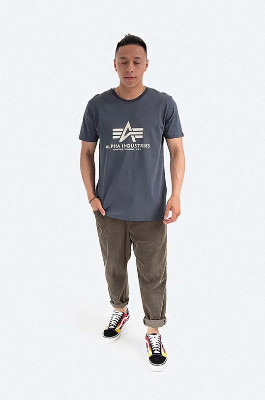 Bavlnené tričko Alpha Industries 100501.136 sivá AA00