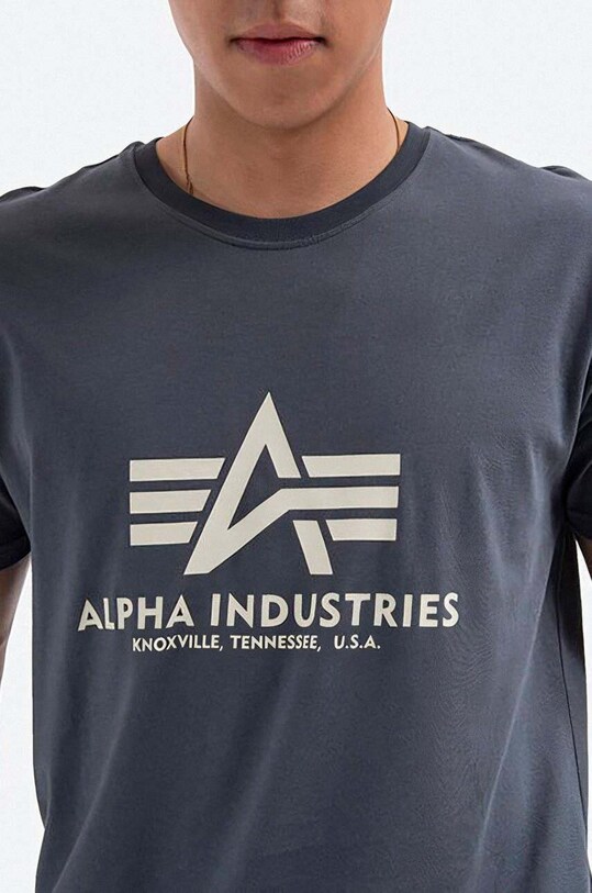 Bavlnené tričko Alpha Industries sivá 100501.136
