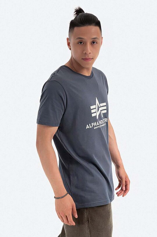 Bavlnené tričko Alpha Industries 100501.136 sivá