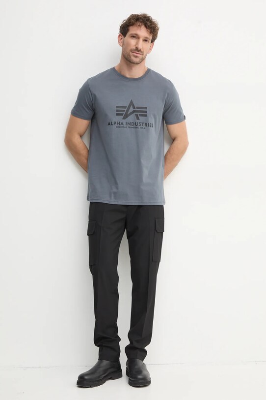 Памучна тениска Alpha Industries Basic T-Shirt 100501.412 сив AA00