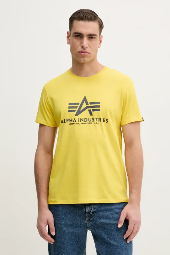 Bavlněné tričko Alpha Industries potisk žlutá 100501.465