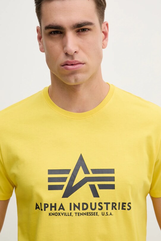 Bavlnené tričko Alpha Industries žltá 100501.465