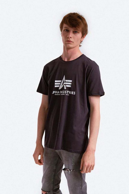 Pamučna majica Alpha Industries regular siva 100501.466
