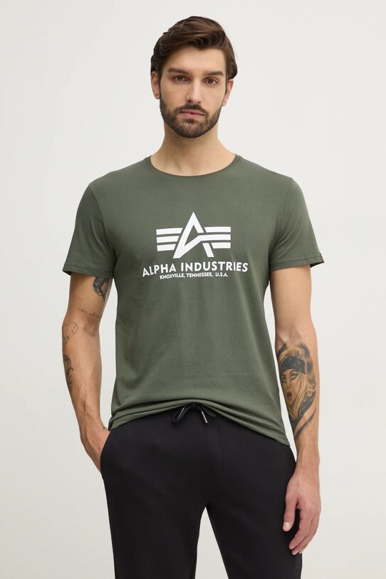 Бавовняна футболка Alpha Industries бавовна зелений 100501.142