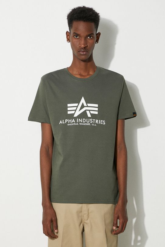 Alpha Industries t-shirt bawełniany Basic T-Shirt nadruk zielony 100501.142