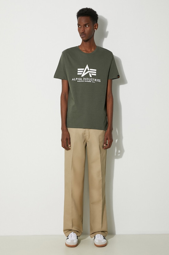 Alpha Industries t-shirt bawełniany Basic T-Shirt 100501.142 zielony SS25