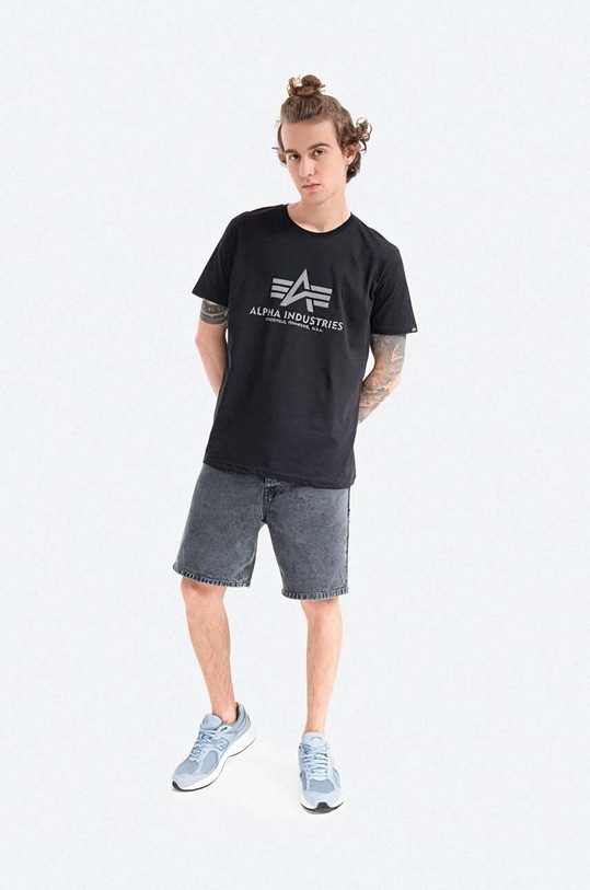 Βαμβακερό μπλουζάκι Alpha Industries 100501RP.03 μαύρο AA00