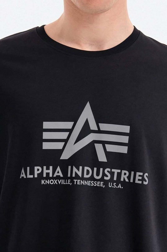 Βαμβακερό μπλουζάκι Alpha Industries μαύρο 100501RP.03