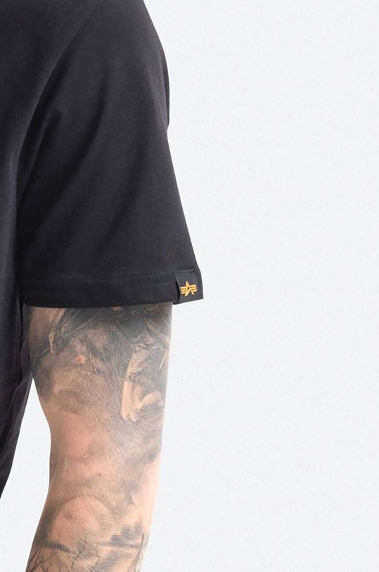 Βαμβακερό μπλουζάκι Alpha Industries 100501RP.03 μαύρο