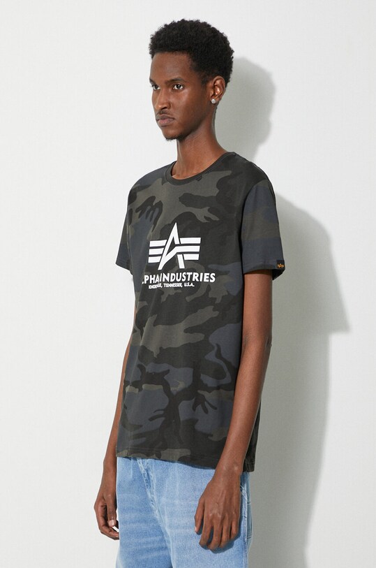 Alpha Industries tricou din bumbac Basic T-Shirt Camo negru 100501C.125