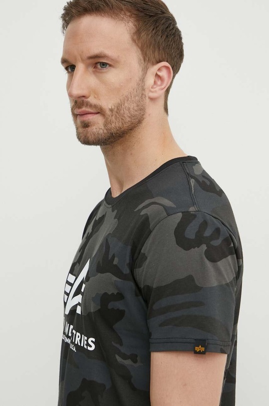 Bavlněné tričko Alpha Industries Basic T-Shirt Camo 100501C.125 černá