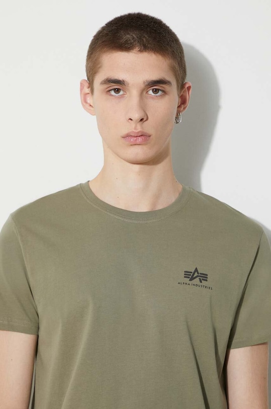 Bavlněné tričko Alpha Industries Basic T Small Logo 188505.11 zelená