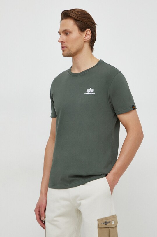 Bombažna kratka majica Alpha Industries zelena 188505.142
