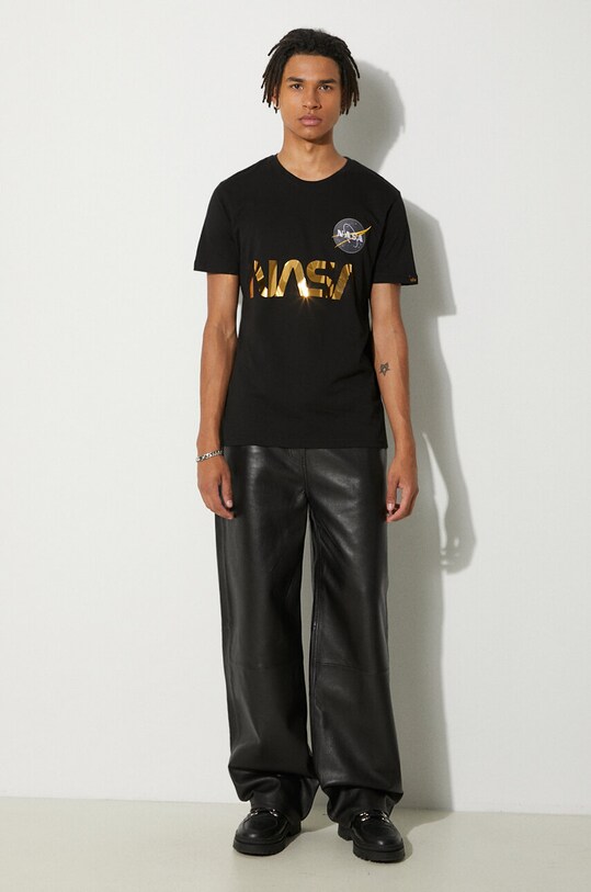 Alpha Industries cotton t-shirt NASA Reflective T 178501.365 black AA00