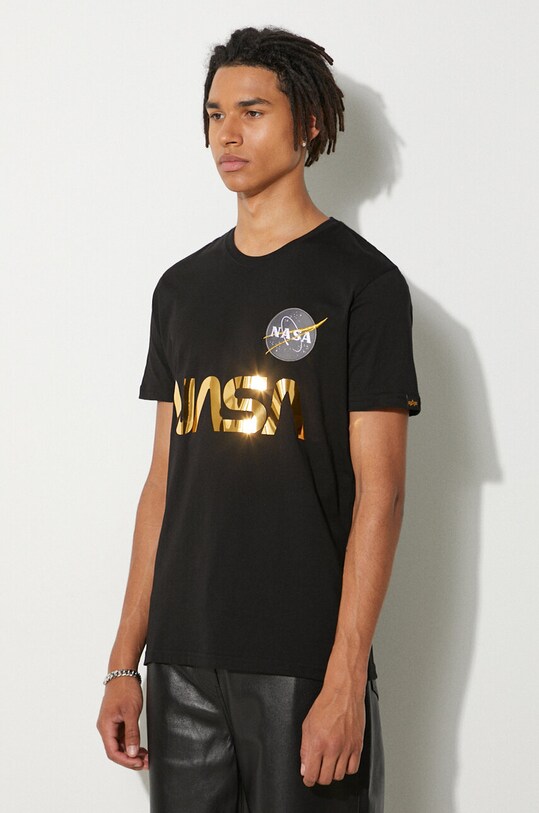 Alpha Industries cotton t-shirt NASA Reflective T black 178501.365