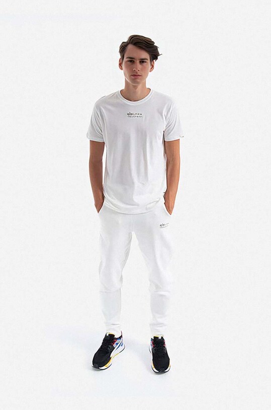 Bavlnené tričko Alpha Industries 118529.626 biela AA00
