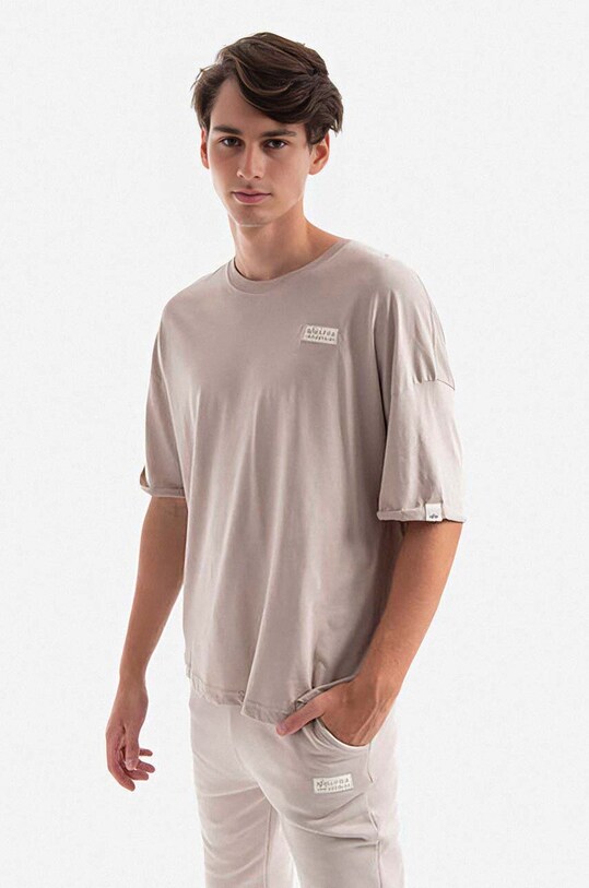 Bavlnené tričko Alpha Industries jednofarebný béžová 118532.627