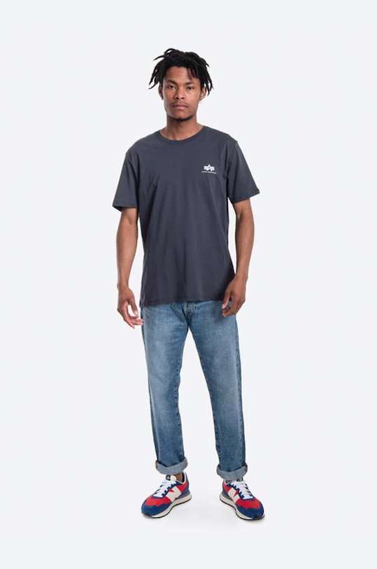 Alpha Industries cotton t-shirt Basic T Small Logo 188505.02 navy AA00