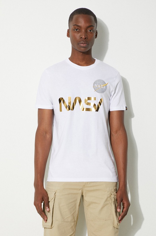 Alpha Industries t-shirt bawełniany nadruk biały 178501.438