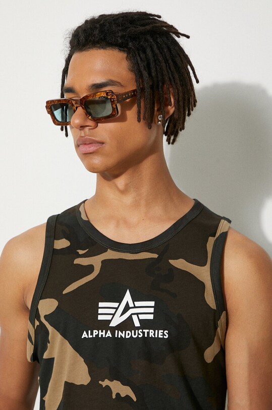 Βαμβακερό μπλουζάκι Alpha Industries 126566C.408 πράσινο