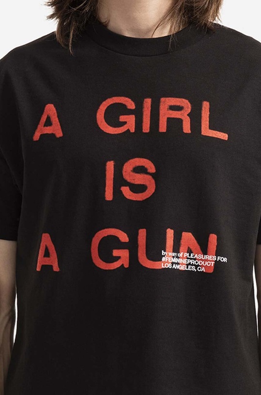 PLEASURES cotton T-shirt Girl Is a Gun T-shirt P17F101047 black