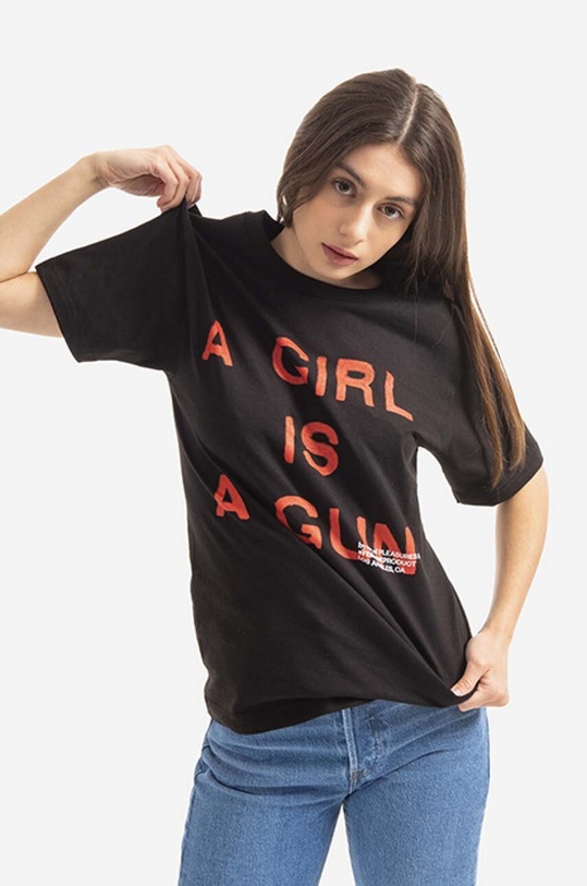 PLEASURES cotton T-shirt Girl Is a Gun T-shirt P17F101047