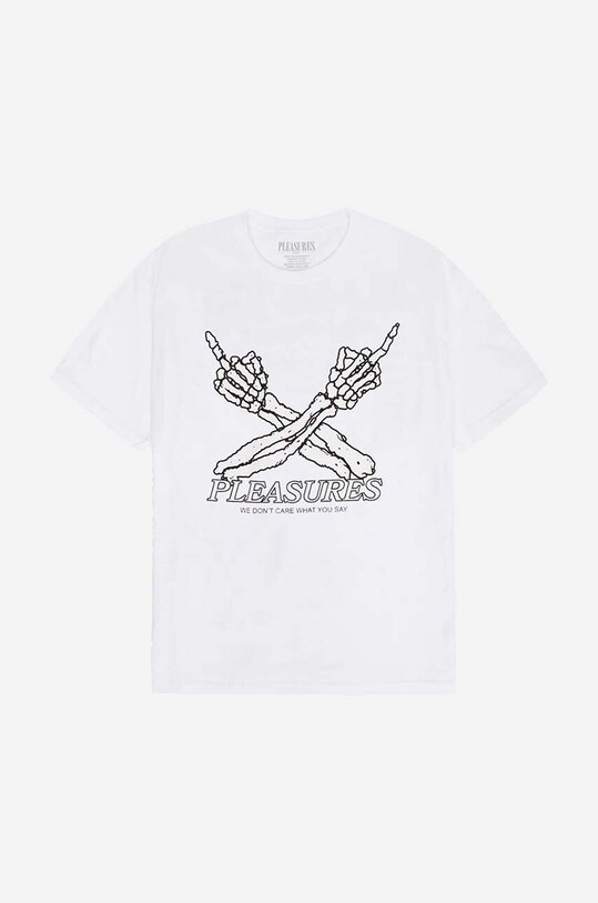 Βαμβακερό μπλουζάκι PLEASURES Dont Care T-shirt P23SP051 λευκό AA00