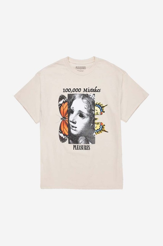 PLEASURES cotton T-shirt Mistakes T-shirt P23SP057 beige AA00