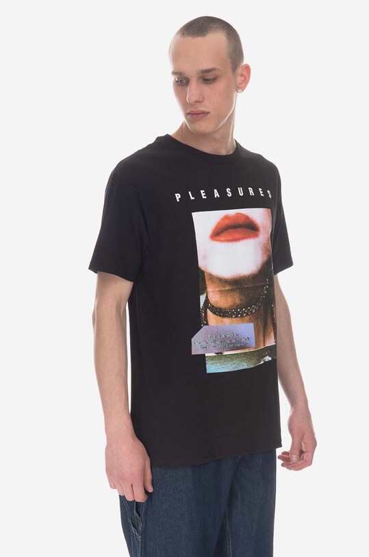 PLEASURES cotton T-shirt Poop Connection T-shirt regular black P23SP058