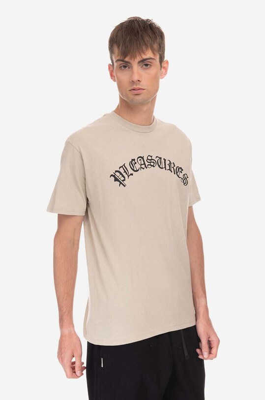 PLEASURES t-shirt in cotone Old Logo T-shirt regolare beige P23SP063