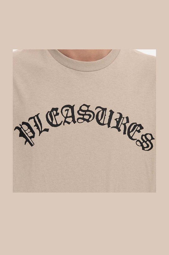 PLEASURES t-shirt in cotone Old Logo T-shirt P23SP063 beige SS23