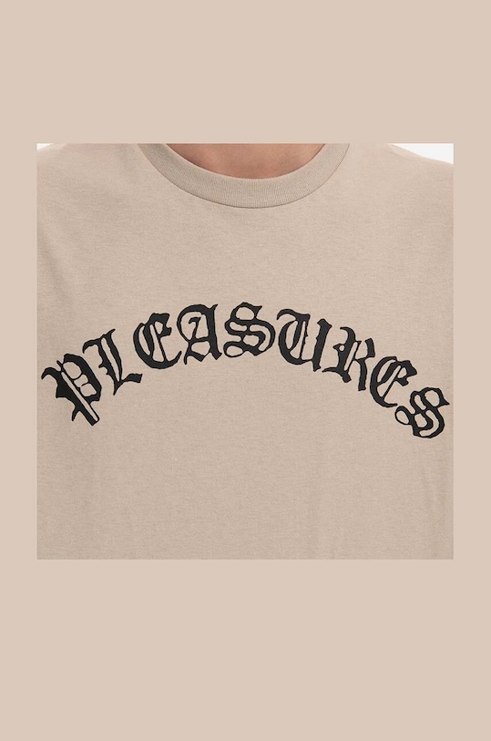 PLEASURES t-shirt in cotone Old Logo T-shirt P23SP063 beige SS23