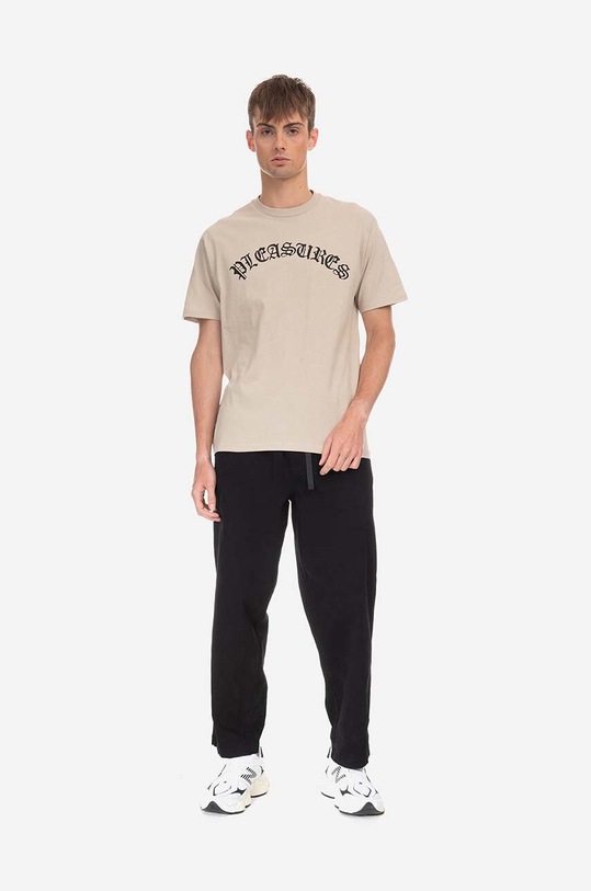 PLEASURES t-shirt in cotone Old Logo T-shirt P23SP063 beige
