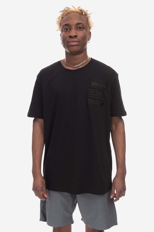 Bavlnené tričko Alpha Industries 136500.03 čierna