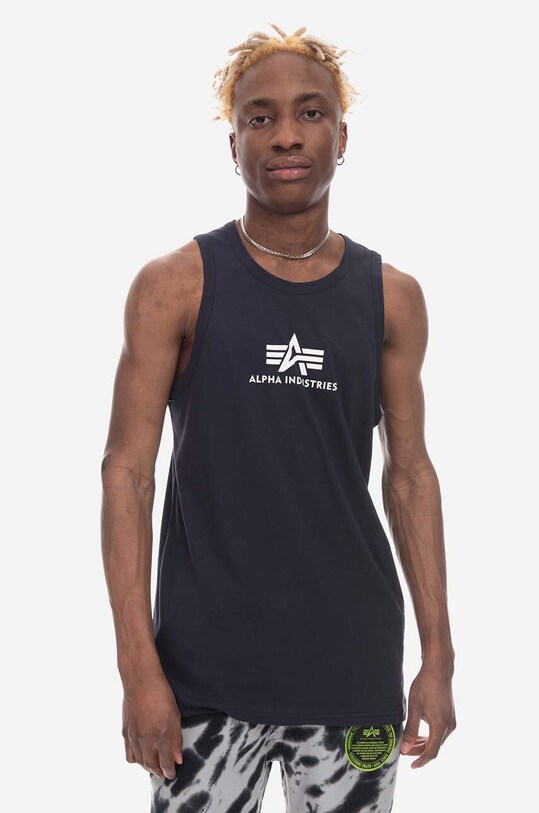 Alpha Industries t-shirt bawełniany Alpha Industries Basic Tank 126566 07 nadruk granatowy 126566.07