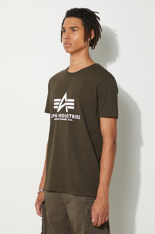 Bavlnené tričko Alpha Industries Basic hnedá 100501.413