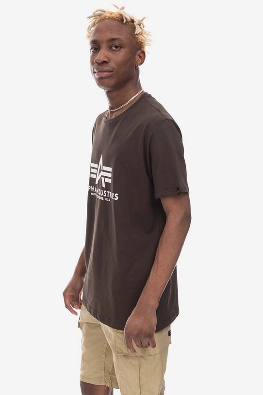 Alpha Industries t-shirt bawełniany Basic 100501.413 brązowy