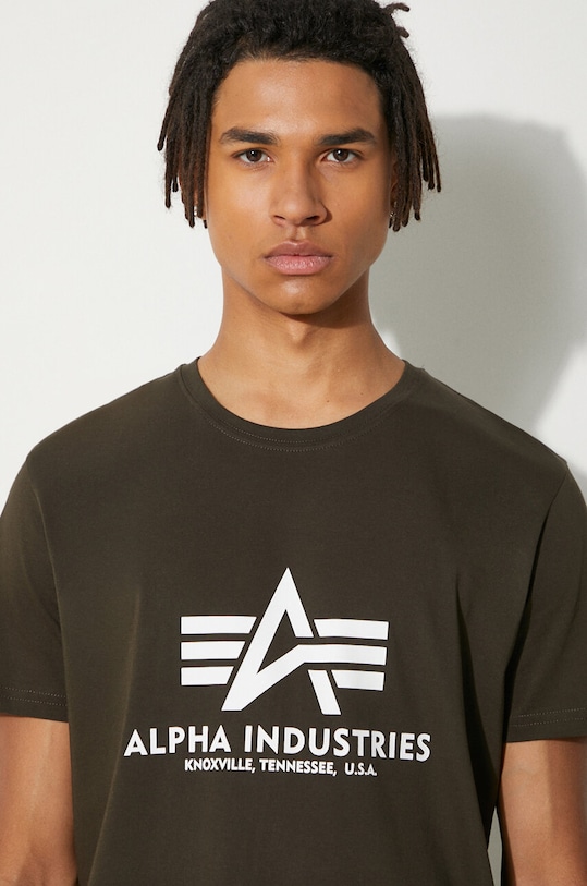 Bavlnené tričko Alpha Industries Basic 100501.413 hnedá