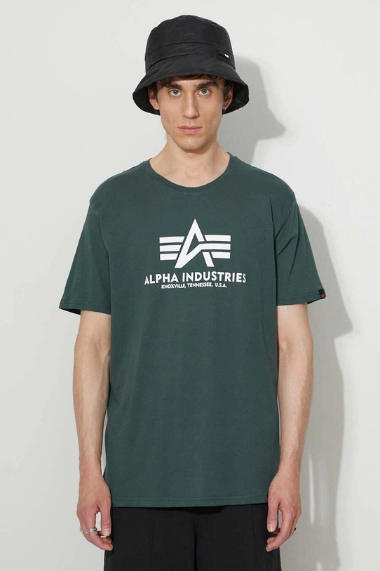 Βαμβακερό μπλουζάκι Alpha Industries κανονικό πράσινο 100501.610