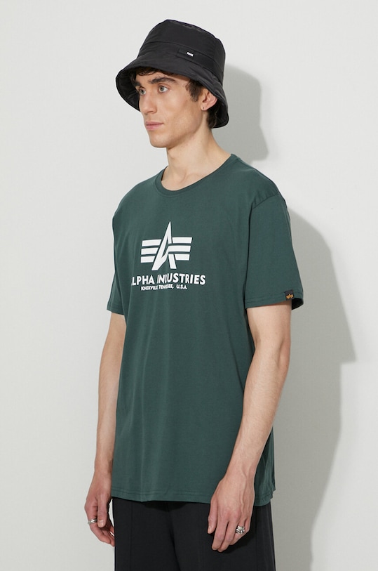 Bavlněné tričko Alpha Industries Basic T-Shirt zelená 100501.610