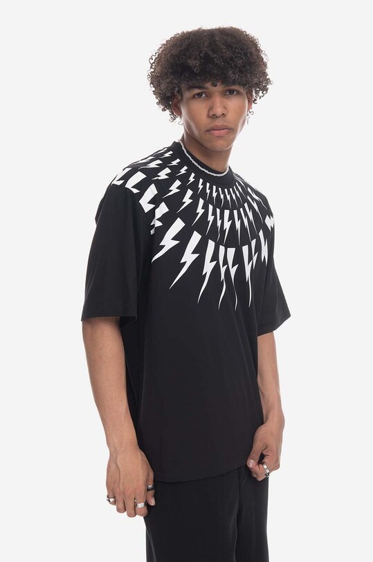 Odzież Neil Barett t-shirt bawełniany PBJT047.U502S czarny