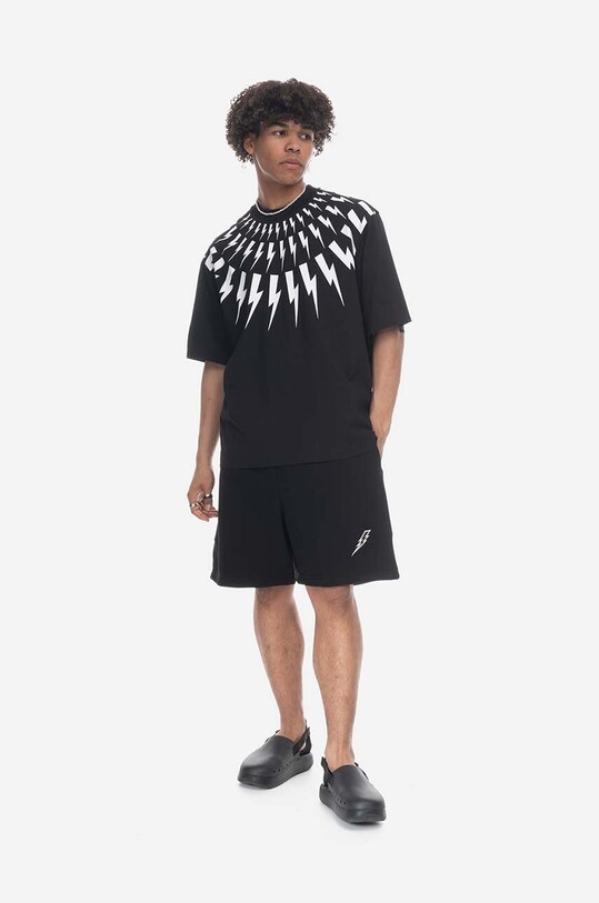 Neil Barett t-shirt bawełniany czarny PBJT047.U502S