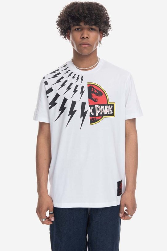 Neil Barett tricou din bumbac print alb PBJT141.U533S